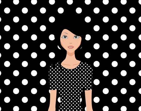 Illustration of beautiful girl. Abstract female portrait. Young woman face, front view.のイラスト素材