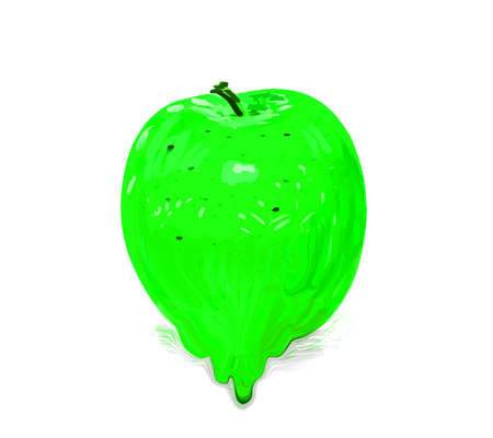 Apple with dripping paint. Creative food concept.の写真素材