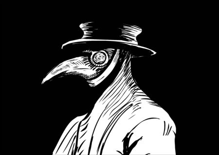 Plague doctor with bird mask and hatのイラスト素材