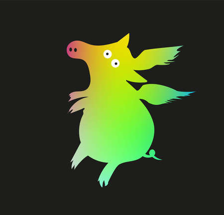 Cute pig with wings. Funny cartoon character. Vector illustration.のイラスト素材