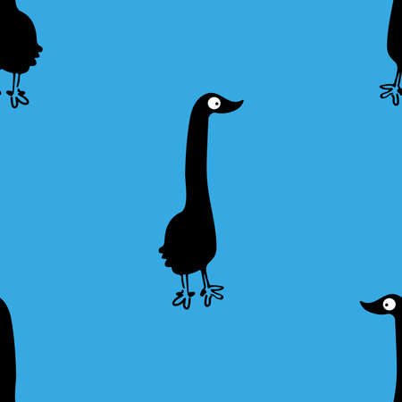 Seamless pattern with funny cartoon ducksのイラスト素材