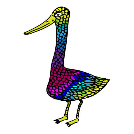 illustration of funny colorful duckのイラスト素材