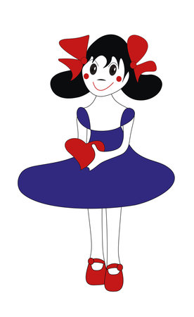 Vector illustration, girl with heartのイラスト素材