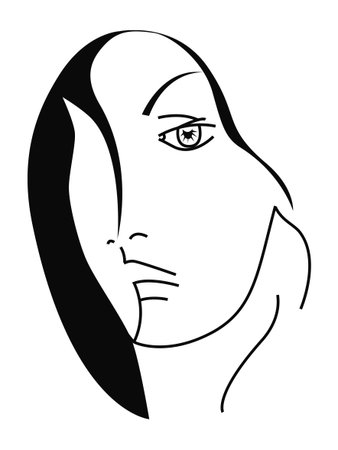 Vector illustration of Moon in black and whiteのイラスト素材