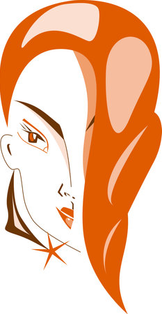 Pretty girl with red hairのイラスト素材