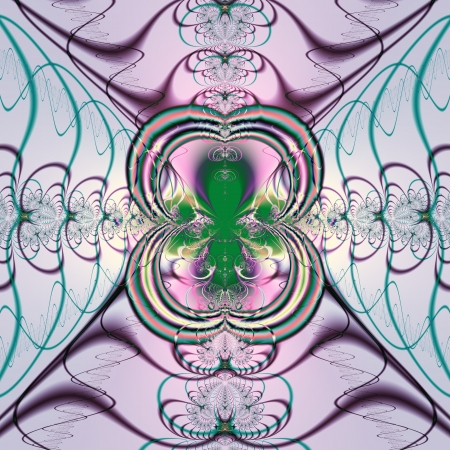 Funky fractal art design in blue and purple, green and pink, magic window.の写真素材