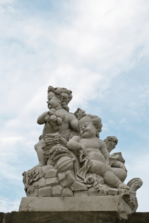 Figures of little angels in the center of Bamberg, Germanyの写真素材