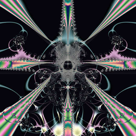 Elegant fractal design, abstract art, colorful sparkling lightsの写真素材