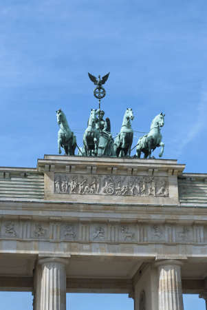 Brandenburg Gate Quadriga  German  Brandenburger Tor , former city gate, landmarks of Germany, on blue sky backgroundの写真素材