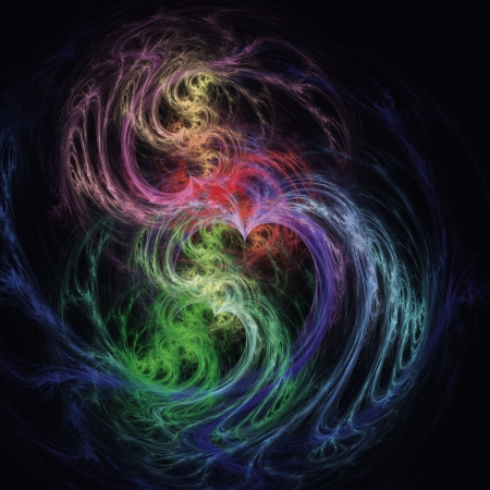 Elegant fractal design, abstract art, hearts in the spaceの写真素材