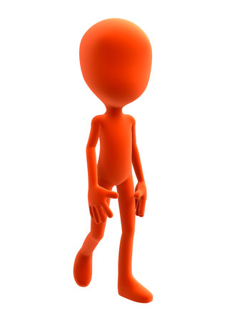 3D digital render of an abstract walking human figure isolated on white backgroundの写真素材
