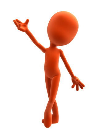 3D digital render of an abstract human figure with opened arms isolated on white backgroundの写真素材