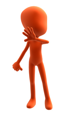 3D digital render of an abstract defending human figure isolated on white backgroundの写真素材