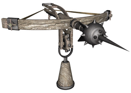 3D digital render of a harpoon launcher isolated on white backgroundの写真素材