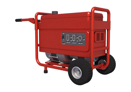 3D digital render of a red portable generator isolated on white background