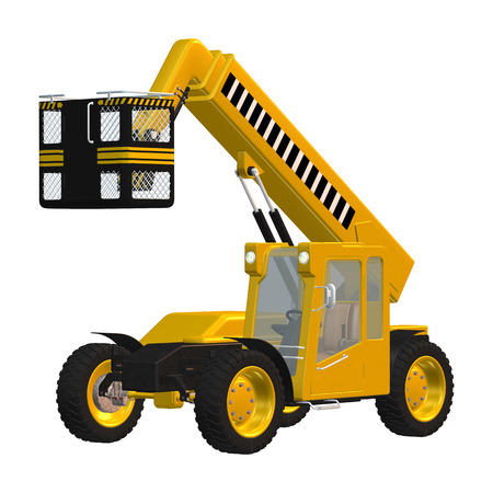 3D digital render of a telehandler isolated on white background