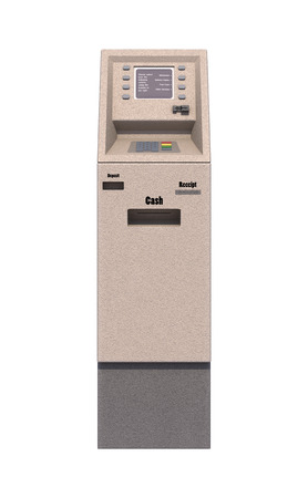 3D digital render of an automated teller machine isolated on white backgroundの写真素材