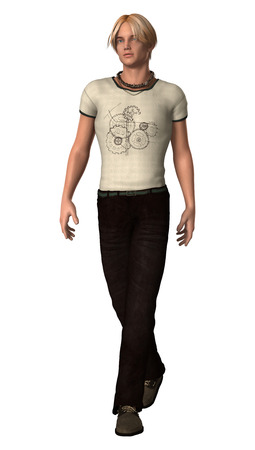 3D digital render of a walking teenager boy isolated on white background