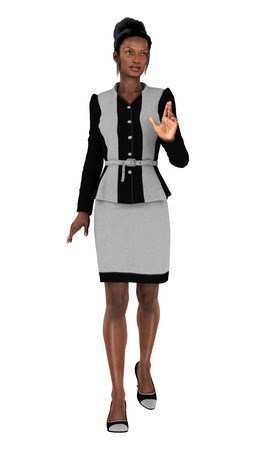 3D digital render of a beautiful black business woman isolated on white backgroundの写真素材