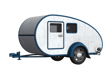 3D digital render of a camper isolated on white backgroundの写真素材
