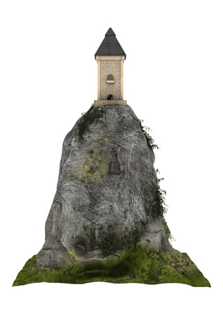3D digital render of a fairytale tower isolated on white backgroundの写真素材