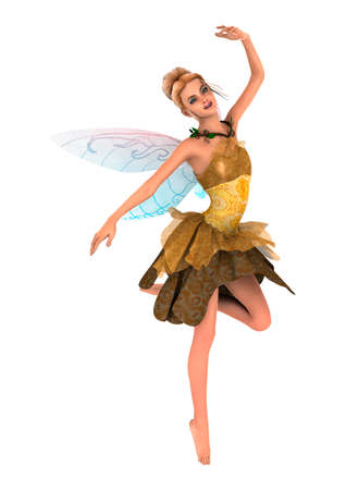 3D rendering of a beautiful fantasy fairy isolated on white backgroundの写真素材