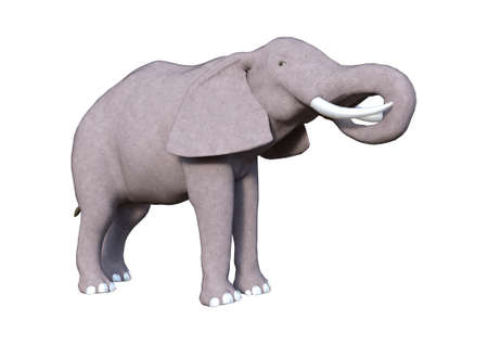 3D rendering of an elephant isolated on white backgroundの写真素材