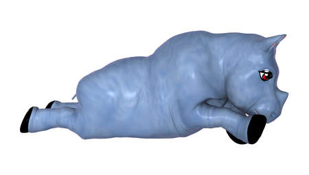 3D rendering of a blue rhino toy isolated on white backgroundの写真素材