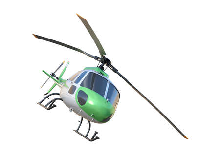 3D rendering of a helicopter isolated on white backgroundの写真素材