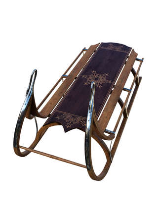 3D rendering of a retro sled isolated on white backgroundの写真素材