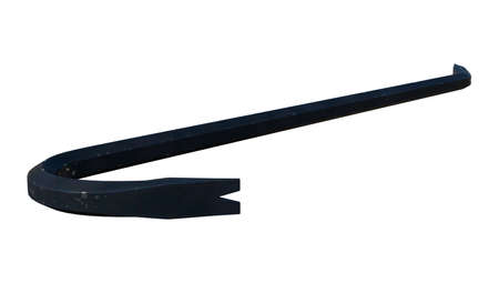 3D rendering of a black crowbar isolated on white backgroundの写真素材
