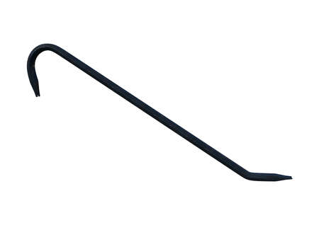 3D rendering of a black crowbar isolated on white backgroundの写真素材