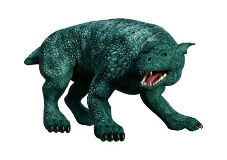 3D rendering of a fantasy gargoyle hound isolated on white background