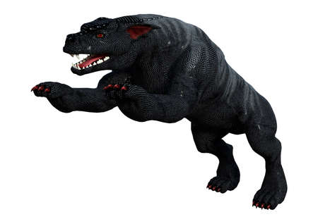 3D rendering of a fantasy gargoyle hound isolated on white backgroundの写真素材