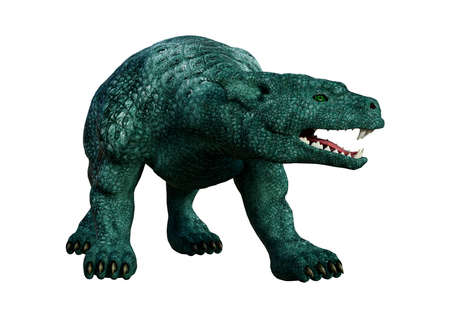 3D rendering of a fantasy gargoyle hound isolated on white backgroundの写真素材