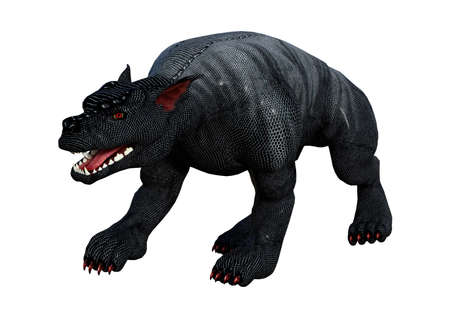 3D rendering of a fantasy gargoyle hound isolated on white background