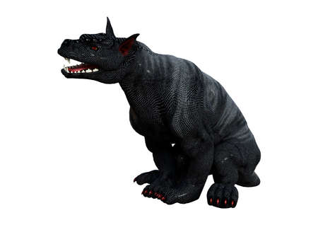 3D rendering of a fantasy gargoyle hound isolated on white backgroundの写真素材