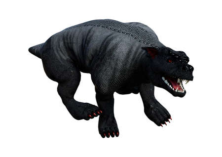 3D rendering of a fantasy gargoyle hound isolated on white backgroundの写真素材