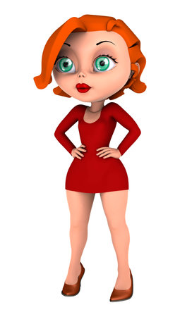 3D rendering of a cartoon woman isolated on white backgroundの写真素材
