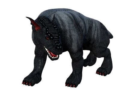 3D rendering of a fantasy gargoyle hound isolated on white backgroundの写真素材