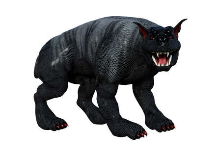 3D rendering of a fantasy gargoyle hound isolated on white background