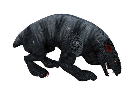 3D rendering of a fantasy gargoyle hound isolated on white backgroundの写真素材