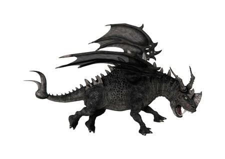 3D rendering of a fantasy dragon isolated on white backgroundの写真素材