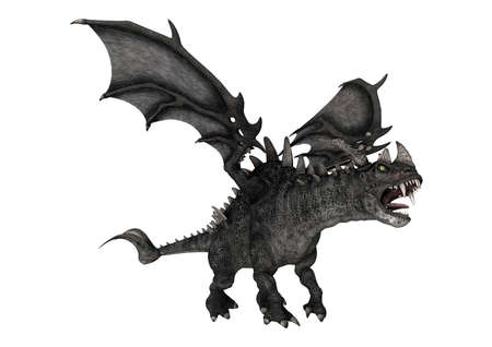 3D rendering of a fantasy dragon isolated on white backgroundの写真素材