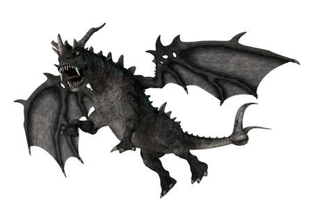 3D rendering of a fantasy dragon isolated on white backgroundの写真素材