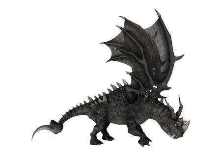 3D rendering of a fantasy dragon isolated on white backgroundの写真素材