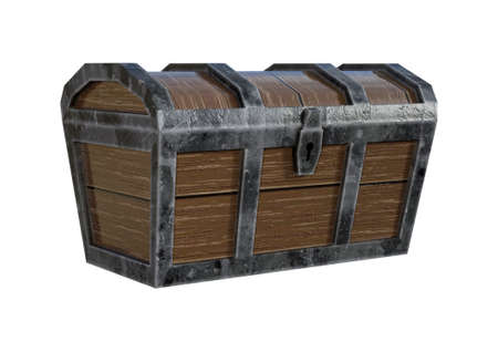 3D rendering of a treasure chest isolated on white background