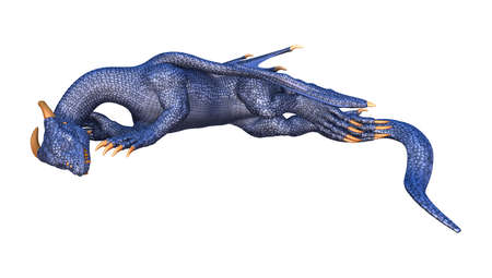 3D rendering of a fantasy dragon isolated on white backgroundの写真素材