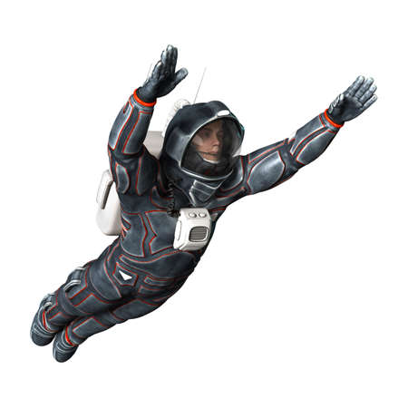 3D rendering of a male astronaut isolated on white background