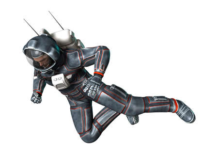 3D rendering of a male astronaut isolated on white backgroundの写真素材